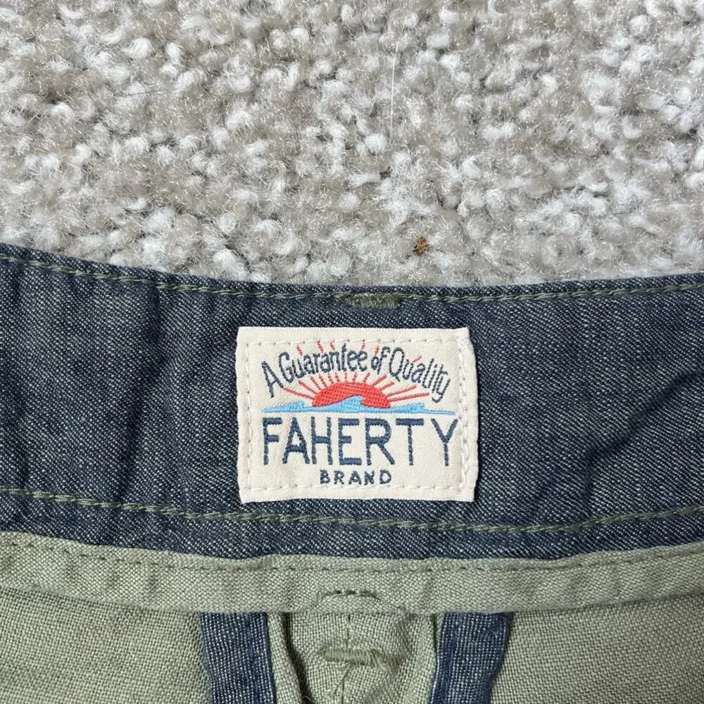 Faherty Green Malibu Short Linen Blend Chino Lightweight Casual Resort Beach 40